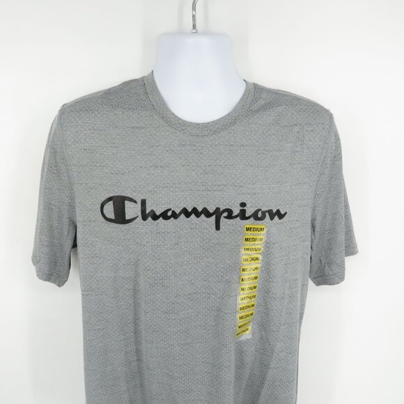 Champion Gray Short-Sleeve T-Shirt Medium Logo Print Activewear NWT - Picture 3 of 4